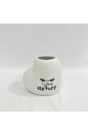 Vaso Coração Cerâmica - 