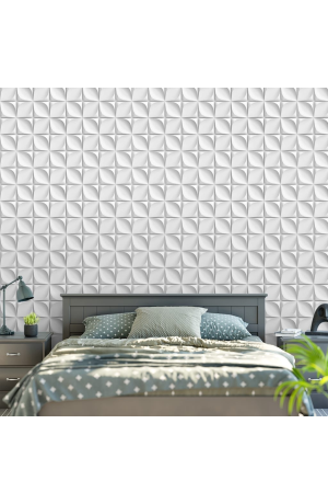 Papel de Parede Autoadesivo 3D Pétala -  Branco e Cinza