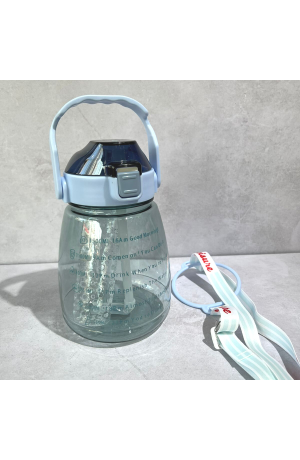 Garrafa Azul de Plástico com Canudo , Alça e Infusor - 1500ml