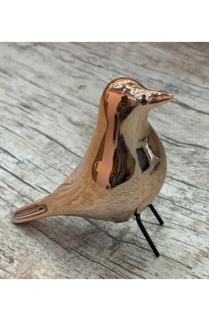 Enfeite Pássaro Rose Gold Porcelana