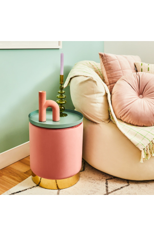 Almofada Premium Redonda com Botão Rose