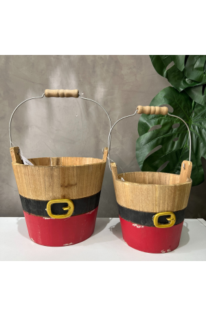 Cachepot Cinto Noel de Madeira - G