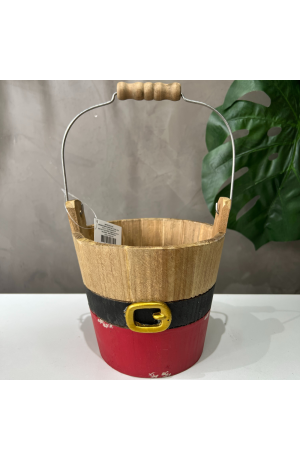 Cachepot Cinto Noel de Madeira - P