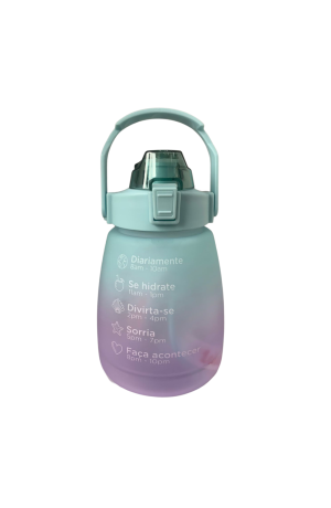 Garrafa Degradê com Adesivo Motivacional - Verde com Lilás  1200ml