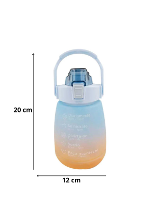 Garrafa Degradê com Adesivos Motivacional - Azul com Laranja   1200ml