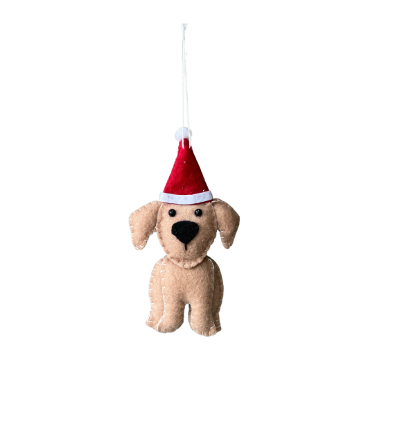 Enfeite para Pendurar Cachorro Marrom com Gorro