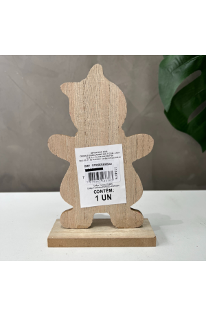 Enfeite Gingerbread Decorativo de Madeira com Base