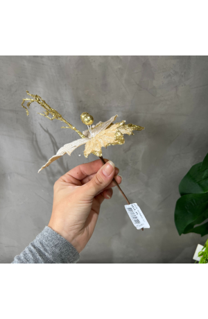 Pick Dourado com Glitter Flores Cabo Curto - P