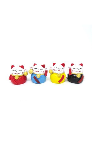 Kit 4 Gatinhos da Sorte Colorido em Resina Pq