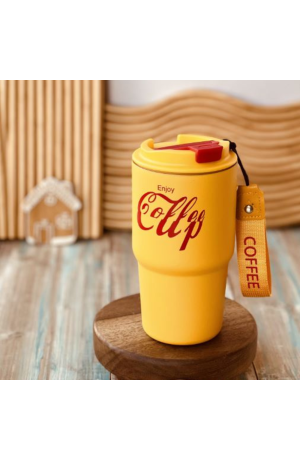 Copo Amarela Térmica de Inox com Tampa 600 ml 