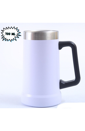 Caneca Térmica de Inox -  Branca  700 ml