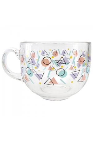 Caneca de Vidro Triângulo e Circulos Colors 450ml