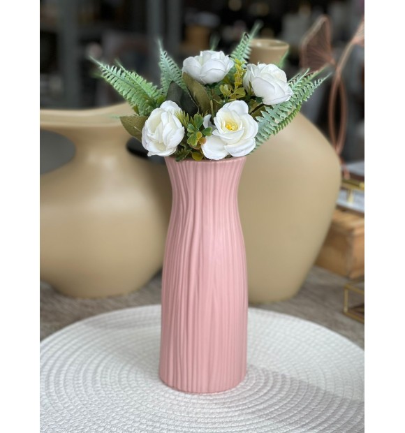 Vaso Rosa de Plástico 23cm