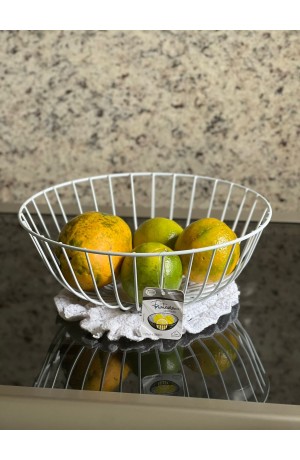 Fruteira Branca de Mesa em Metal