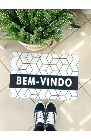 Tapete de Entrada Bem vindo Preto Mod 4