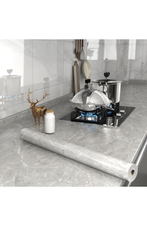 Papel Autoadesivo Mármore Cinza Lavável - 4,50 X 0,60 cm