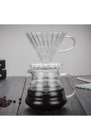 Jarro com Suporte e  Coador em Vidro Para Café - 350ml