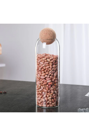 Pote de Vidro com Tampa Esfera de Cortiça  - 1200ml