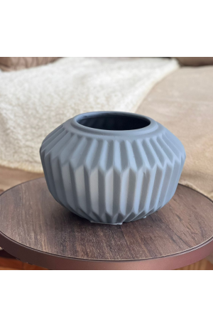 Cachepot Frizon Cinza Indigo Pequeno em Cerâmica