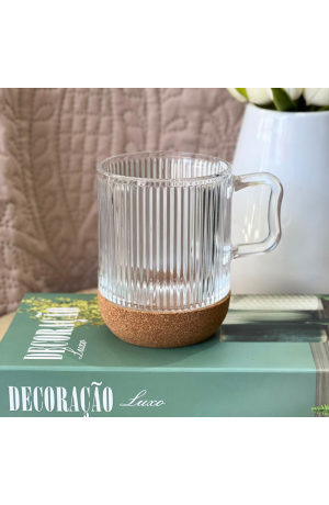 Caneca de Vidro com Base de Cortiça