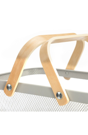 Cesta /Fruteira Branca de Metal com Alça de Madeira - (G)