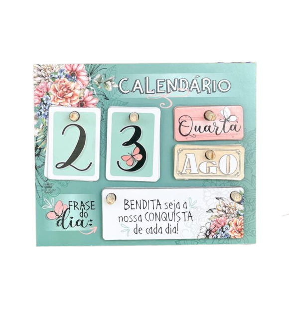 Calendário Permanente de Mesa MDF Verde
