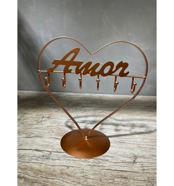 Porta Joia De Metal Rose Gold - Amor