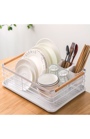Escorredor de Loças Viena com Porta Talheres e Bandeja - Branco