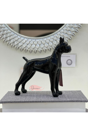 Escultura Decorativa Cachorro em Poliresina Preto 18cm