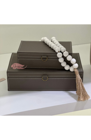 Colar Decorativa em Madeira Branco Fosco 51,5cm