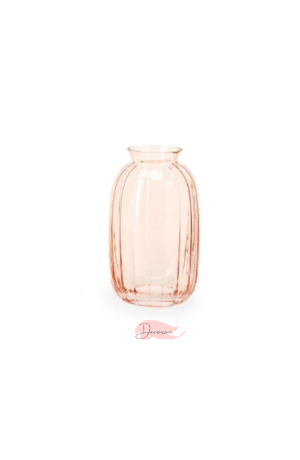 Vaso de Vidro Canelado - Rosa 12cm X 6cm
