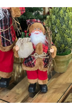 Papai Noel Decorativo 30cm com galho na mão