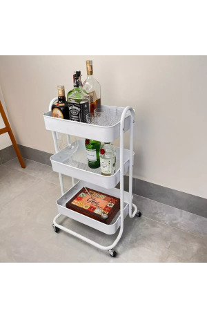 Carrinho Branco Organizador Multiuso 3 Prateleiras - Berlim