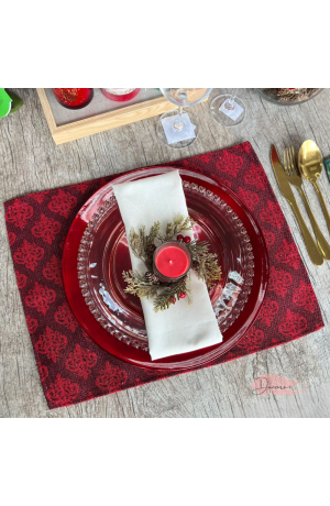 Jogo Americano de Tecido -  Papai Noel e Rena 33cm X 45cm