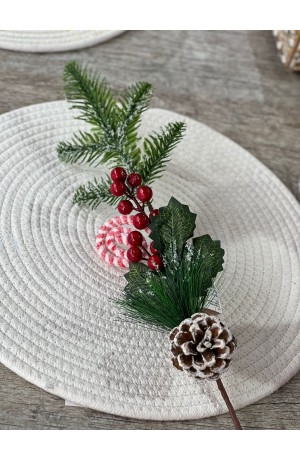 Enfeite de Natal Decorativo Galho com Pirulito - 54cm