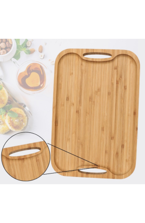 Bandeja de Bambu com Alça - 40cm X 25cm X 1,7cm