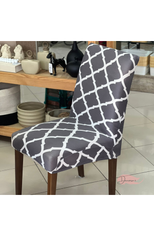 Capa de Cadeira Cinza Abstrato Mod.1  - 40cm X 50cm / 45cm X 65cm