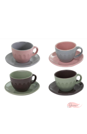 Jogo de 4 Xícaras de Chá Cerâmica Escandinavo 210ml