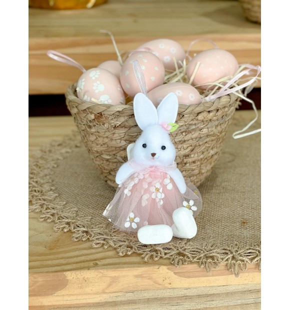 Enfeite Coelha Rosa 16cm