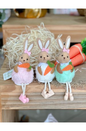 Enfeite Coelha Rosa Pompom 12cm