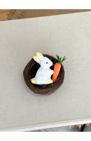 Enfeite Coelho no Ninho Amarelo 9cm