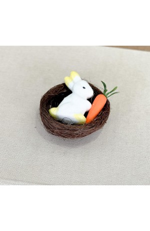 Enfeite Coelho no Ninho Amarelo 9cm