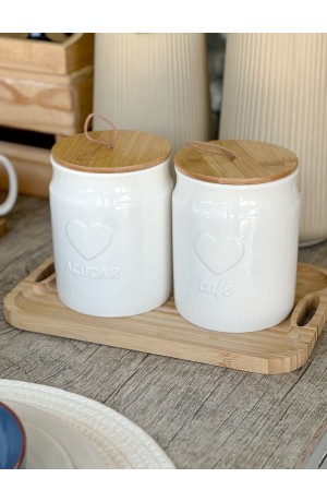 Pote de Café 1100ml com Tampa Hermética de Bambu