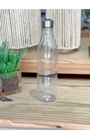 Garrafa de Vidro com Detalhe Prata H2O - 1L
