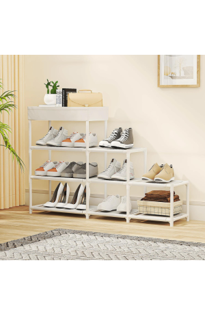 Sapateira Branca Multiuso 4 Andares  -  93cm X 21cm X 62cm