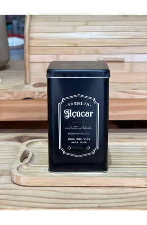 Lata de Açucar Retrô Preto 10,5x18,5cm