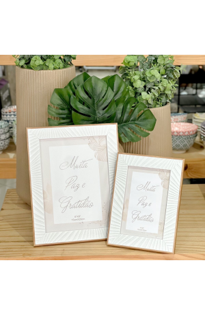 Porta Retrato Branco com Moldura Marrom 