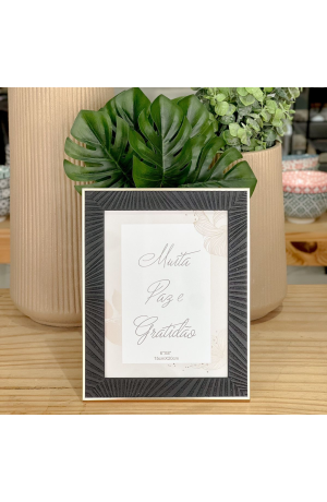 Porta Retrato Preto com Moldura Dourada 