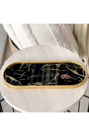 Bandeja Preta de Marmore Oval