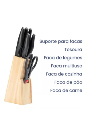 Jogo de Facas com Suporte de Bambu 7 peças